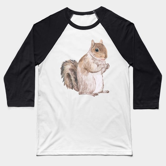 Watercolor Squirrel Baseball T-Shirt by DDP Design Studio